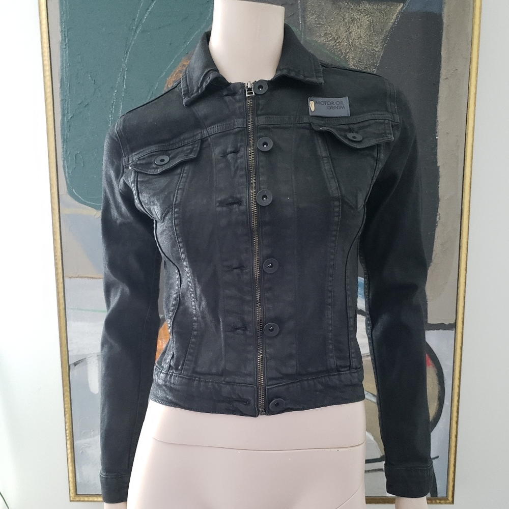 Motor Oil Denim | Coated Jean Jacket